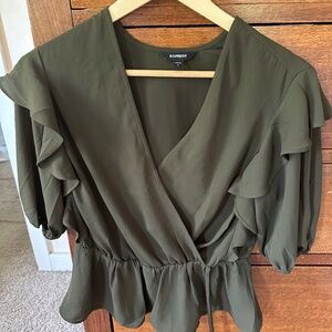Express Olive Peplum Blouse